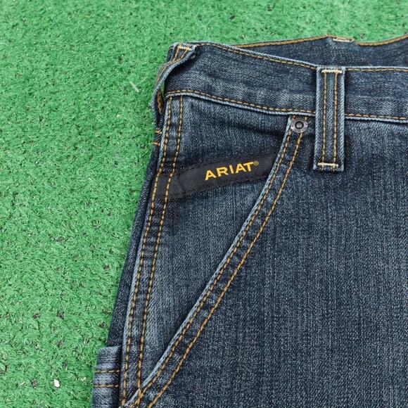 Ariat Rebar M4 Jeans Mens 34x30 Blue Relaxed Boot Workwear Carpenter Pockets - Picture 3 of 14